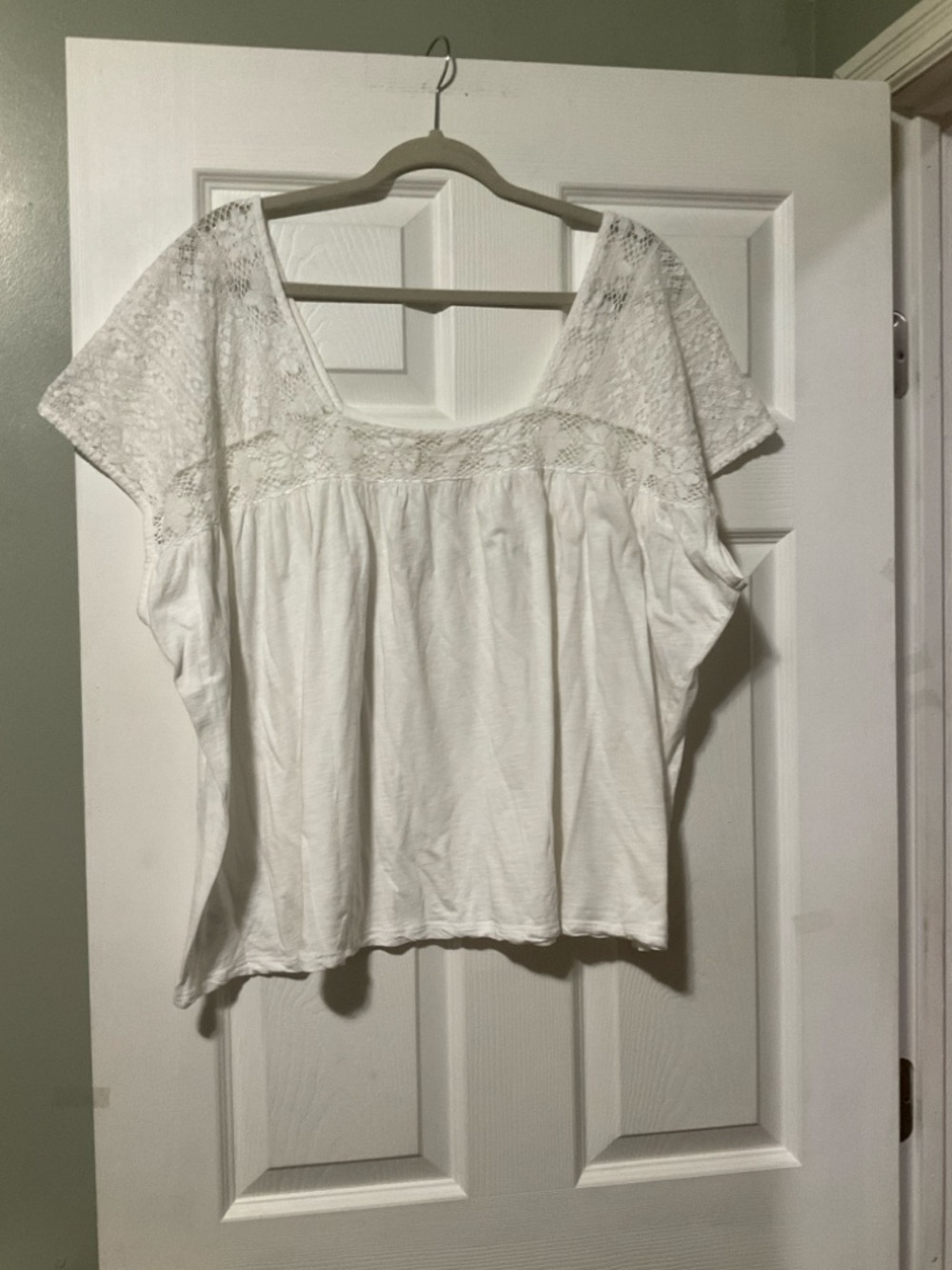 Lucky Brand White Lace Yoke Top